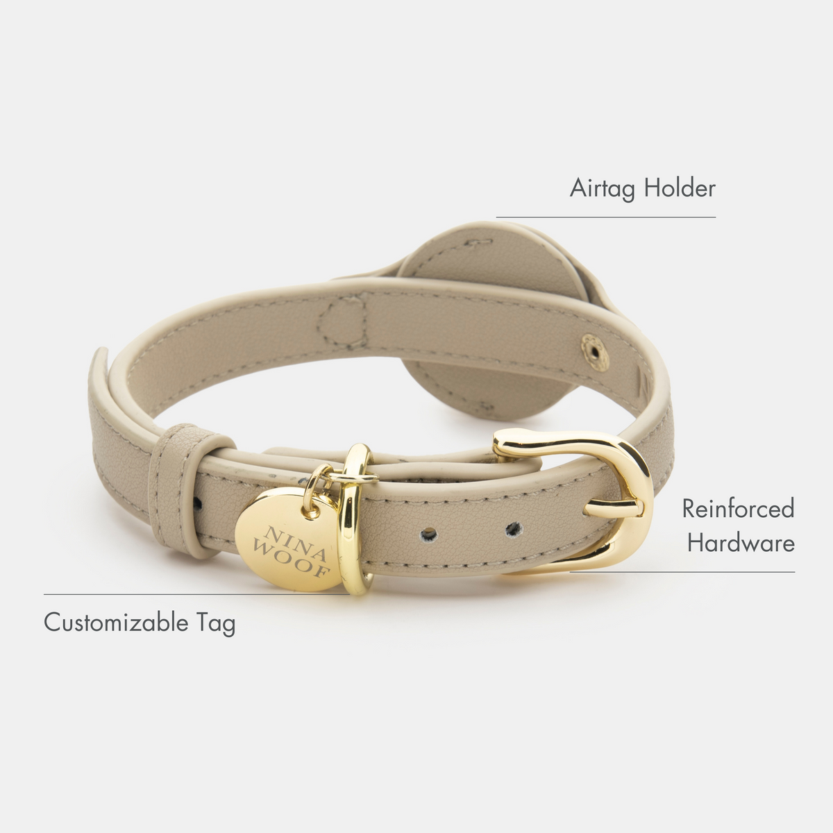 Airtag Collar Beige