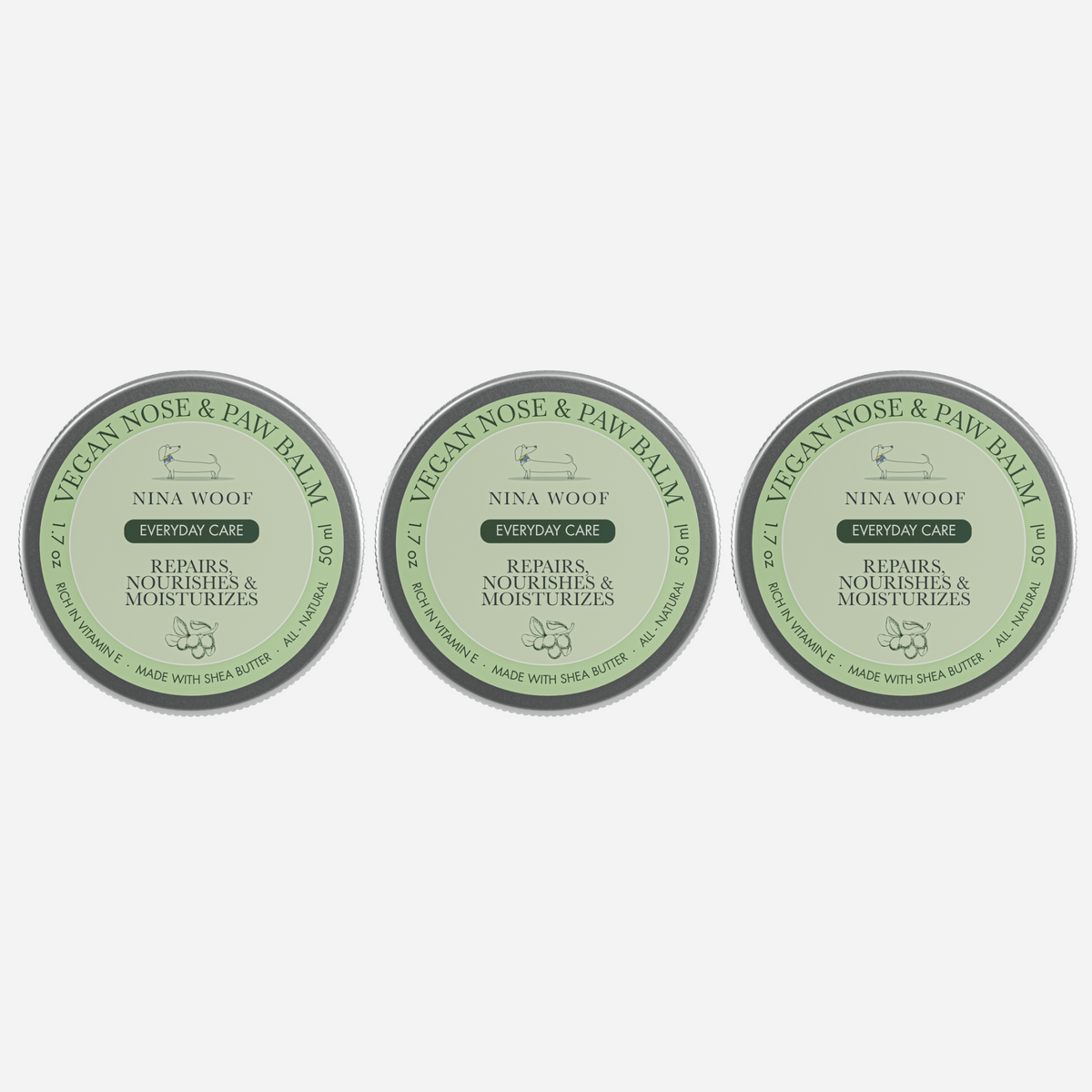 3 Pack - Vegan Dog Nose and Paw Balm